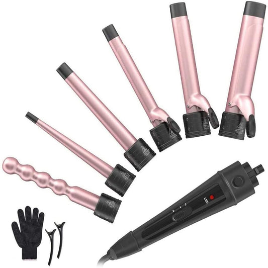6-in-1 Interchangeable Barrel Curling Iron Set