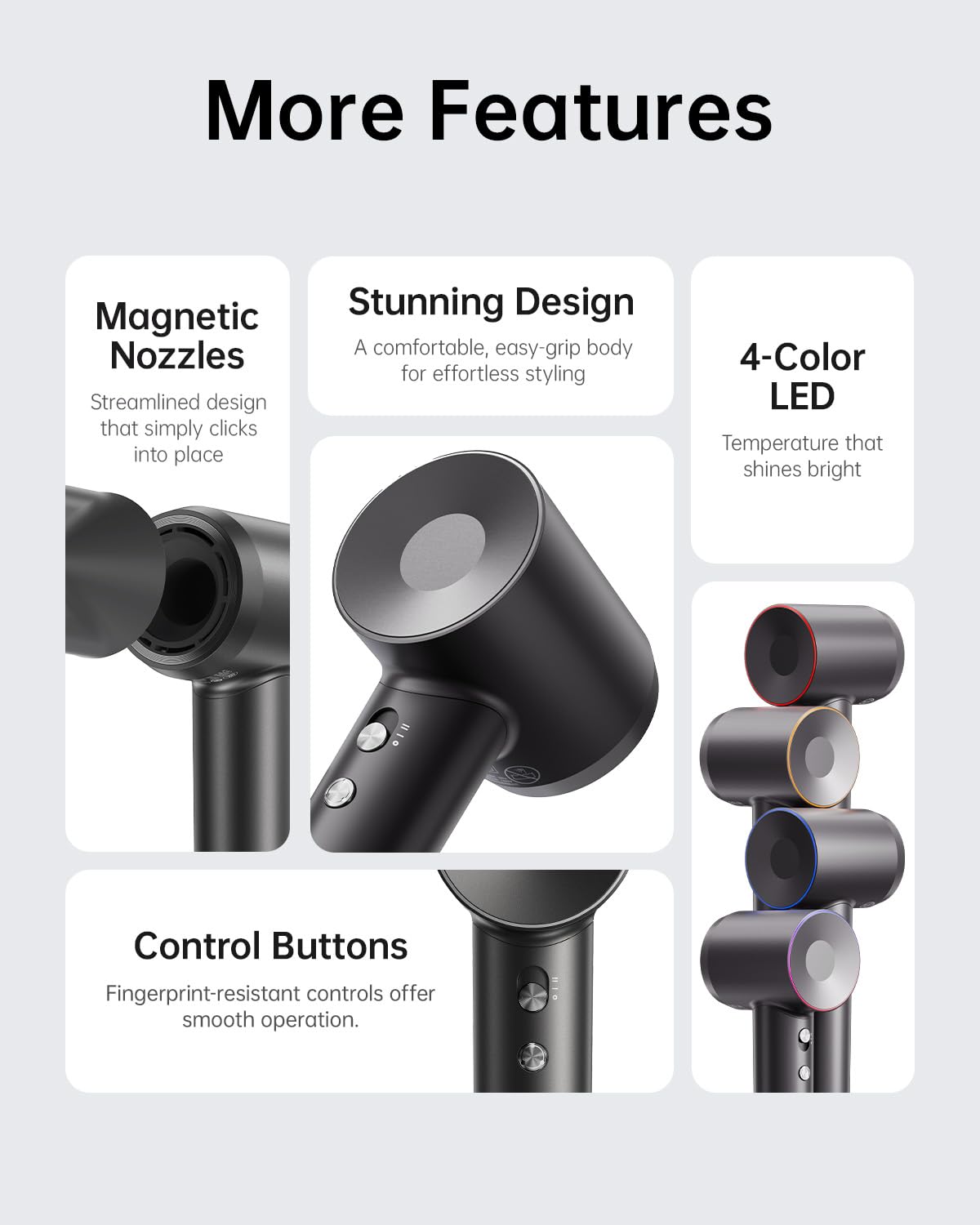 High-Speed Ionic Hair Dryer with Magnetic Nozzle